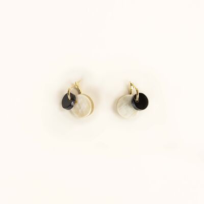 Hébra hoops with black and white horn tassels