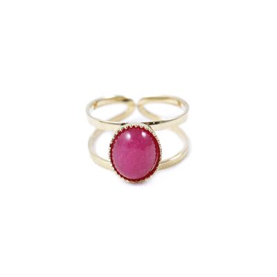 Denise Raspberry Agate Gold Plated Ring