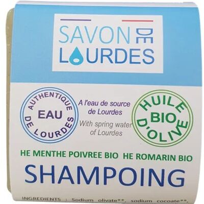 Solid Lourdes shampoo with organic and natural active ingredients