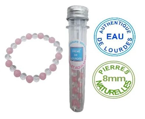 Bracelet lithotherapie pierres naturelles cristal de roche et quartz rose
