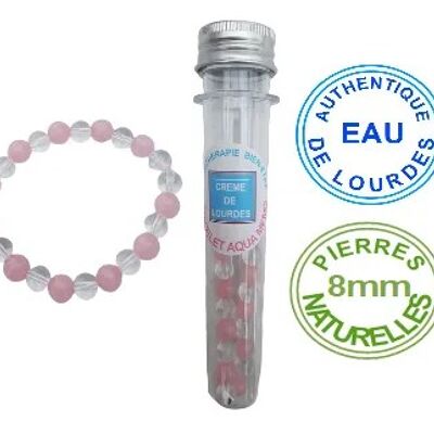 Bracelet lithotherapy natural stones rock crystal and pink quartz