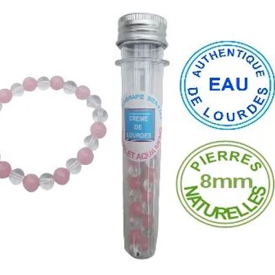 Bracelet lithotherapie pierres naturelles cristal de roche et quartz rose