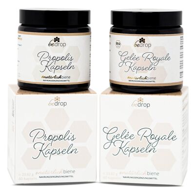 Capsules de propolis et de gelée royale dans un ensemble | 2x 60 gélules (100% qualité apiculteur)