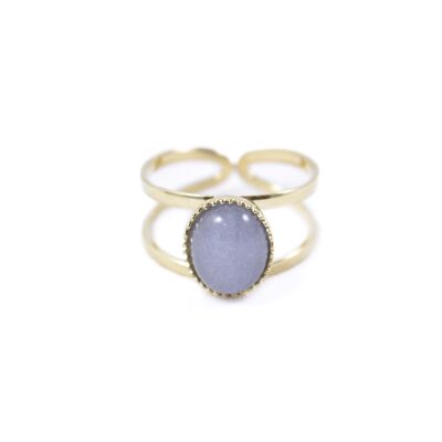 Gold Plated Ring Denise Agate tinted light blue
