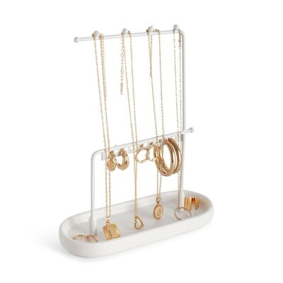 Organizador de Joyas - Porta Joyas con Colgador para Collares y Pendientes, Bandeja para Anillos y Bisutería