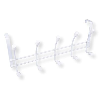 Coat rack for doors 10 hooks – White