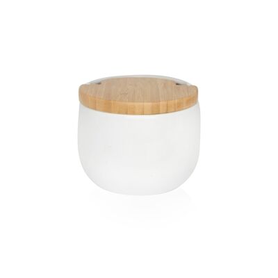 Kitchen salt shaker with lid bamboo BALL - white