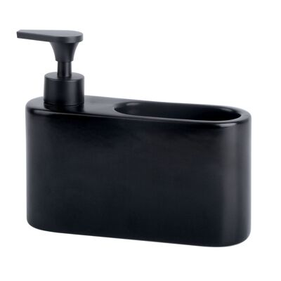 Distributore di sapone da cucina bianco opaco - porta sapone da cucina con porta spugna per lavello - Ceramica nera opaca