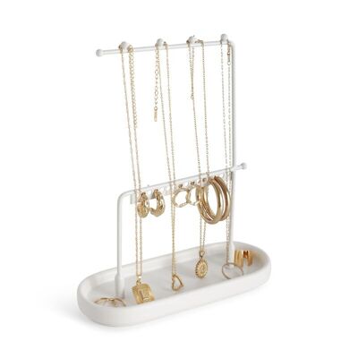 Jewelry Stand - Metal / Ceramic - White