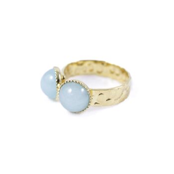 Bague Plaqué Or Ophélia Agate Bleue clair 2