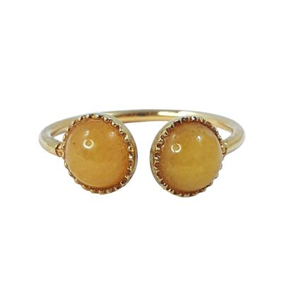Dora Yellow Agate Gold Plated Ring