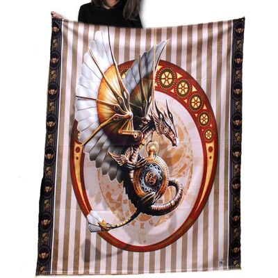 Fleece Blanket / Throw / Tapestry - Steampunk Dragon - Artwork by Anne Stokes