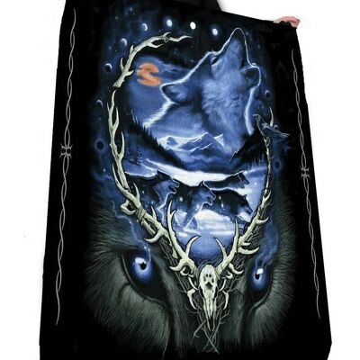 Wild Star Hearts - WOLF MOON RUN - Fleece / Throw / Tapestry