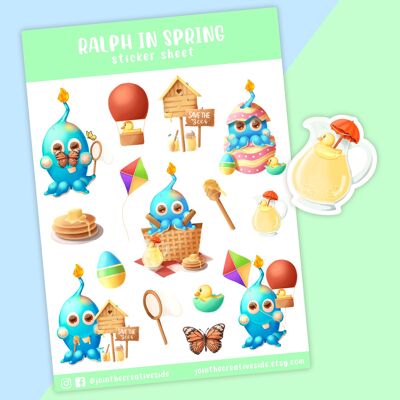 Spring Planner Stickers, Vinyl Sticker Sheet, Octopus,