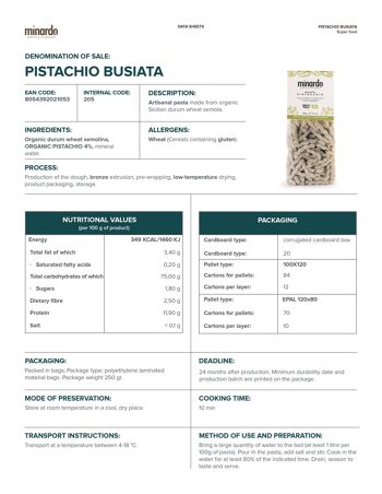 Busiata pistache - Pâtes et Super aliments Bio - 250 gr 3