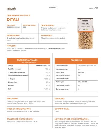 Ditali - Pâtes de semoule de blé dur bio - 500 gr 3