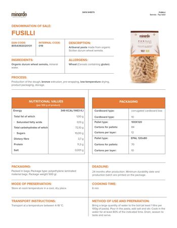 Fusilli - Pâtes de semoule de blé dur bio - 500 gr 3