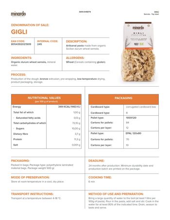 Gigli - Pâtes de semoule de blé dur bio - 500 gr 3
