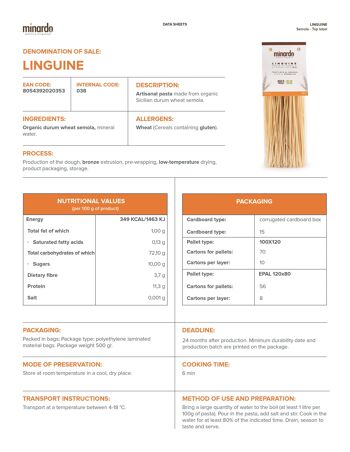 Linguine - Pâtes de semoule de blé dur bio - 500 gr 3