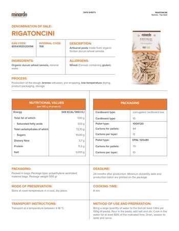 Rigatoncini - Pâtes de semoule de blé dur bio - 500 gr 3