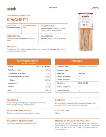Spaghetti - Pâtes de semoule de blé dur bio - 500 gr 3