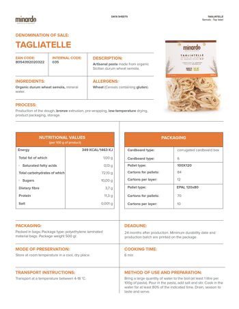 Tagliatelles - Pâtes de semoule de blé dur bio - 500 gr 3
