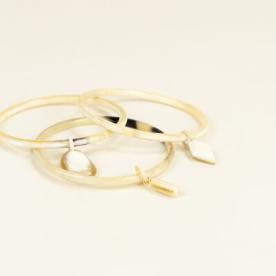 Set of 3 bangle bracelets in blond horn