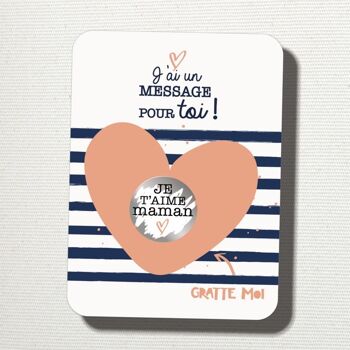 "Je t'aime Maman" carte à gratter, message surprise 2