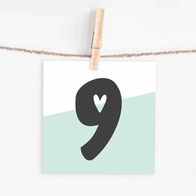 Tarjeta de letras "9"