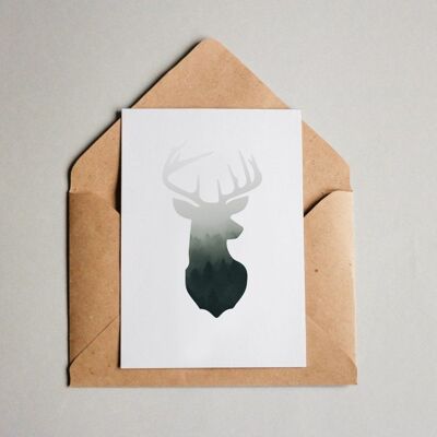 Postcard foggy deer
