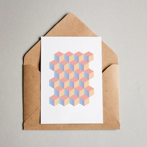 Postkarte Muster #058 „3D Cubes #1“