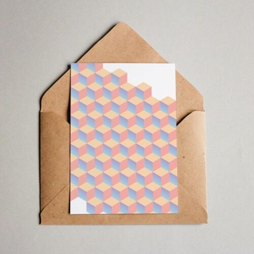 Postkarte Muster #059 „3D Cubes #2“