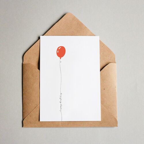 Postkarte Happy Birthday Luftballon