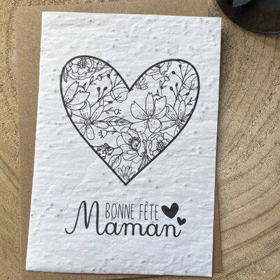 Plantable card Happy Mother's Day black and white.