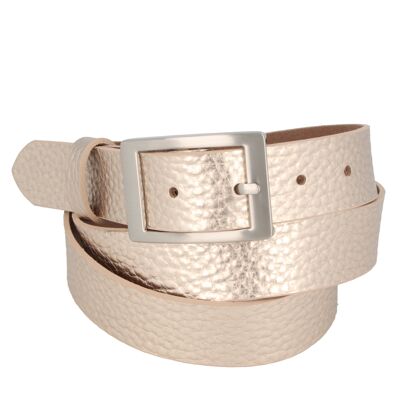 Belt Woman Leather Sera Gold Metallic