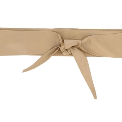 Ceinture à nouer pour femme, cuir nappa naturel