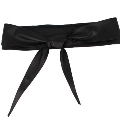 Cintura cravatta da donna in pelle nappa nera