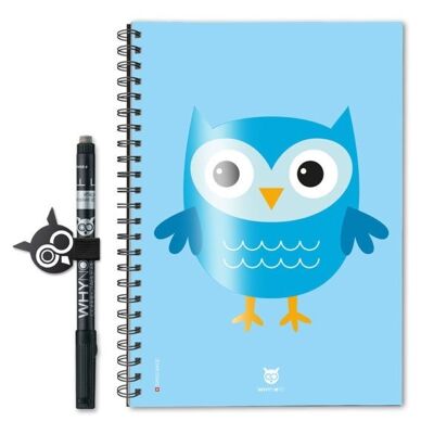 Bloc-note réutilisable - ECO - A5 - Hibou Bleu