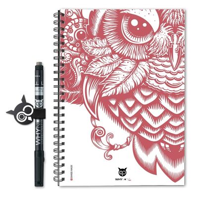 Bloc-note réutilisable - ECO - A5 - Owl Burgundy