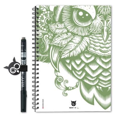 Bloc-note réutilisable -  ECO - A5 - Owl Green