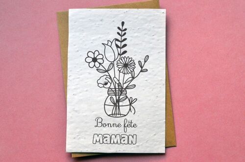 Carte à planter Bonne fête Maman à colorier