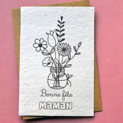 Plantable card Happy Mother's Day to color
