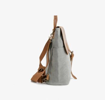 LANDEN - Sac à dos vintage en toile et cuir pour femme - Beige 10