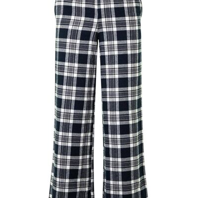 Girls Navy Checkered Flannel Trousers