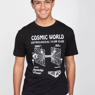 Boys Black Cosmic Print T-Shirt