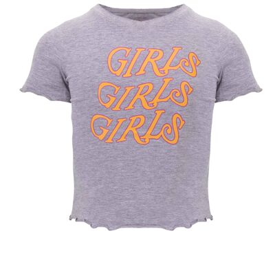 Girls Grey Cropped T-shirt