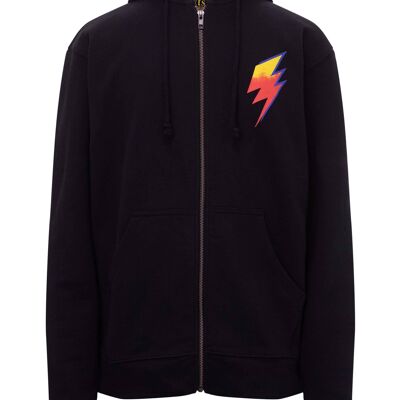 Unisex Black Thunderbolt Zip Up Hoodie