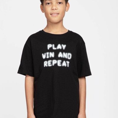 Boys Black Play Win & Repeat T-shirt