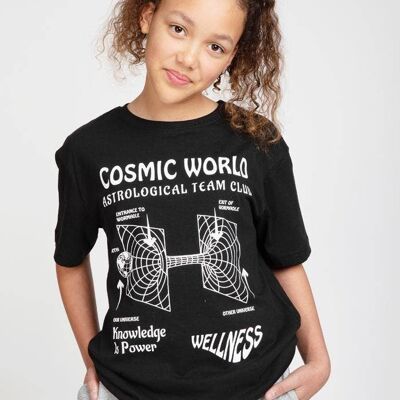 Girls Black Cosmic Print T-Shirt