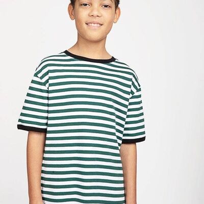 Boys Jamie Green Stripe T-shirt